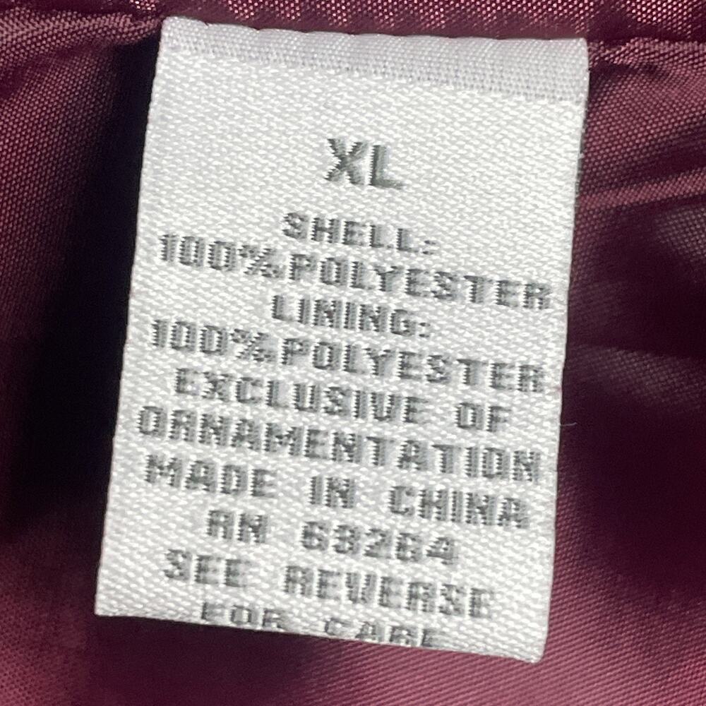 Dress Barn XL Burgundy Faux Suede Jacket w/Black Scrollwork Embroidery Mandarin - Picture 8 of 10